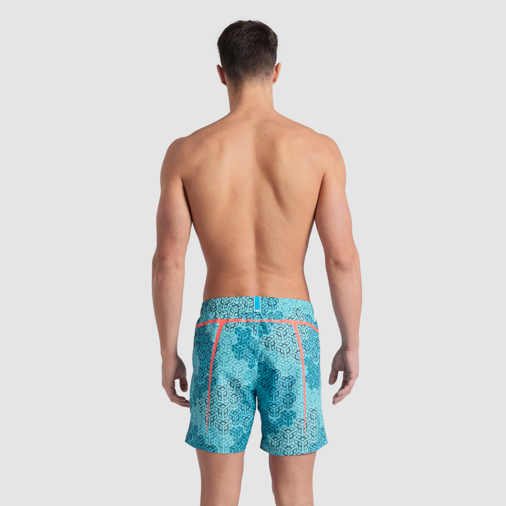 Arena M Beach Boxer Allover Printed Pro_File Beach Short in BLAU