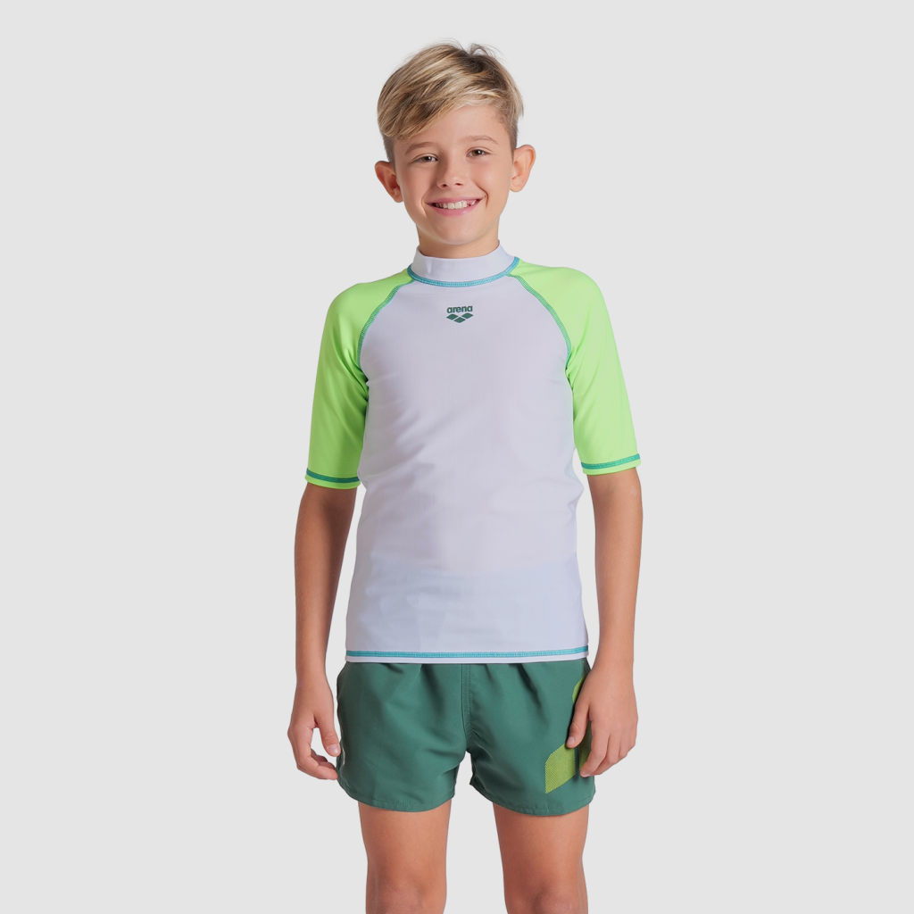 Arena Jr Unisex Arena Rash Vest S/S Graphic UV Shirt in WEISS