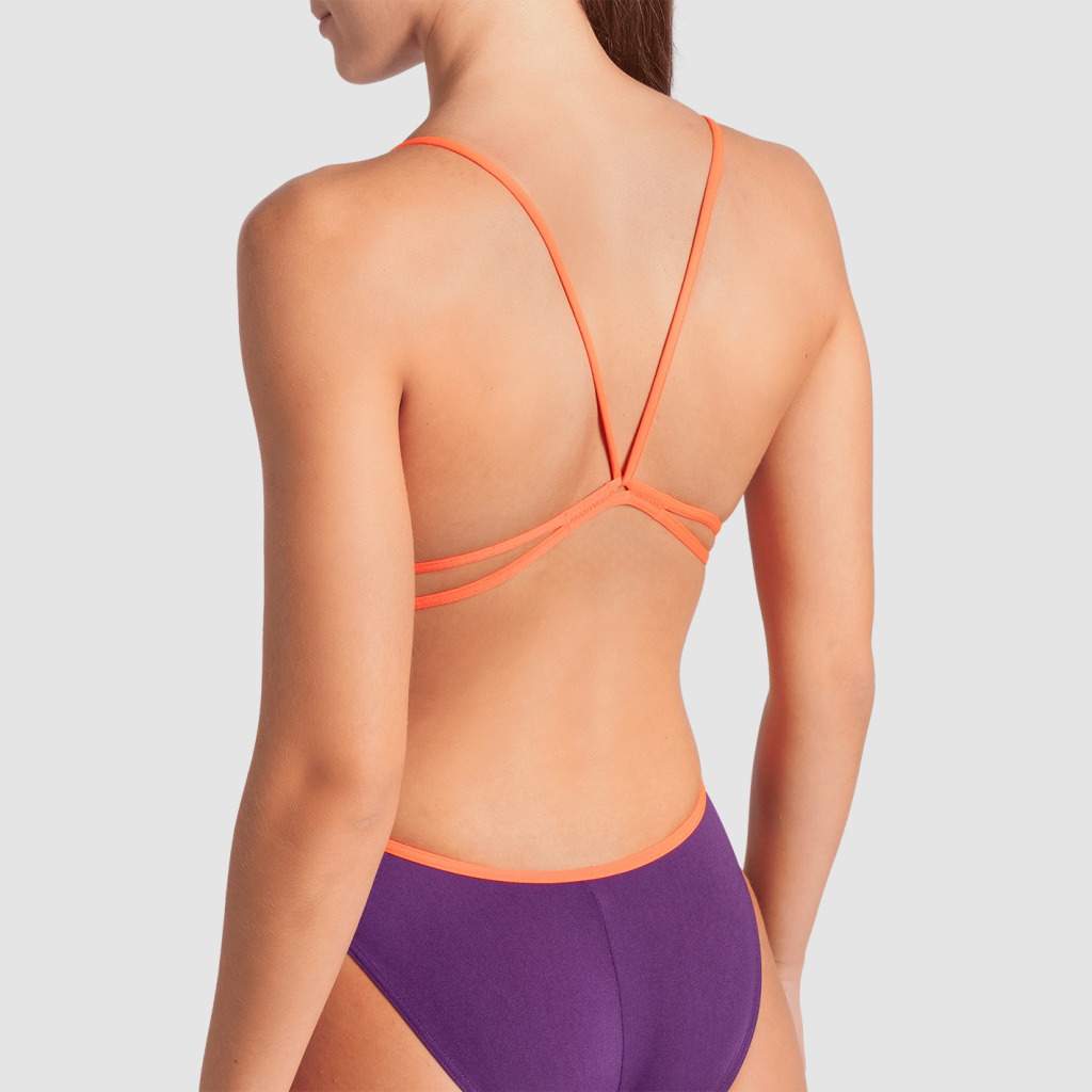 Arena Swimsuit Lace Back Solid Badeanzug in VIOLETT