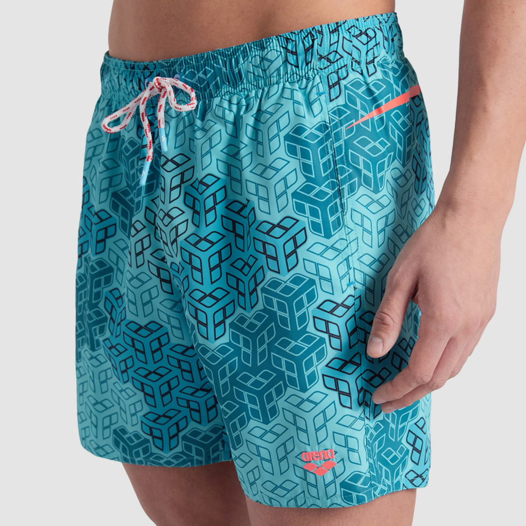 Arena M Beach Boxer Allover Printed Pro_File Beach Short in BLAU