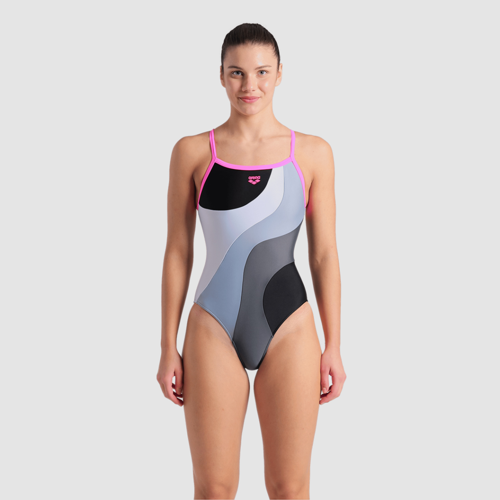Arena W Arena Multi Slices Swimsuit Lightdrop Back Badeanzug in SCHWARZ