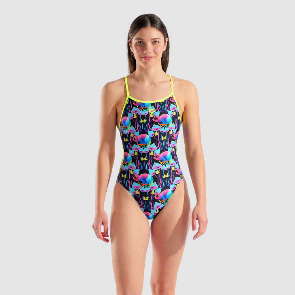 Arena W Arena Multi Chameleon Swimsuit Lace Back Badeanzug in MEHRFARBIG