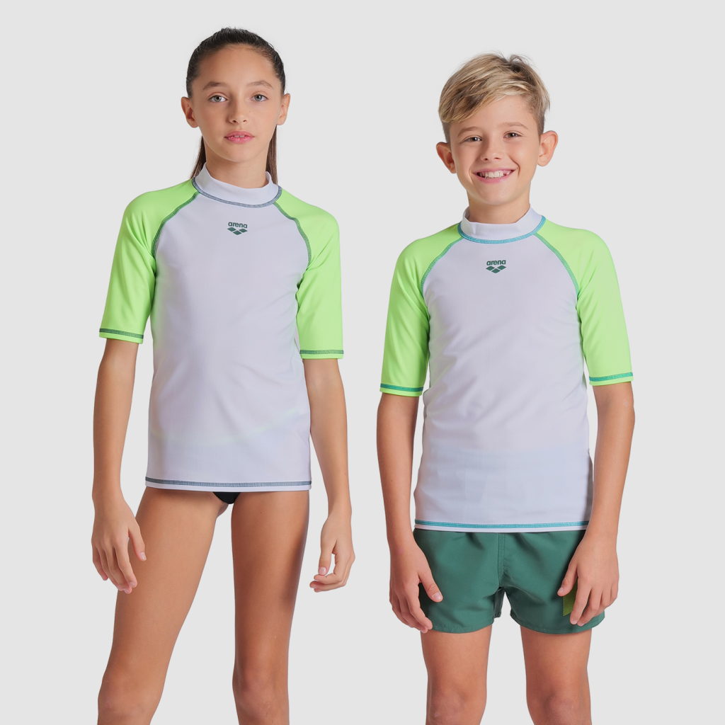 Arena Jr Unisex Arena Rash Vest S/S Graphic UV Shirt in WEISS