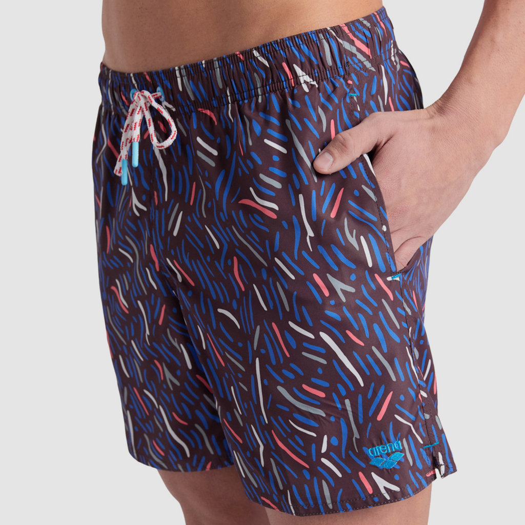 Arena M Beach Boxer Allover Beach Short in SCHWARZ