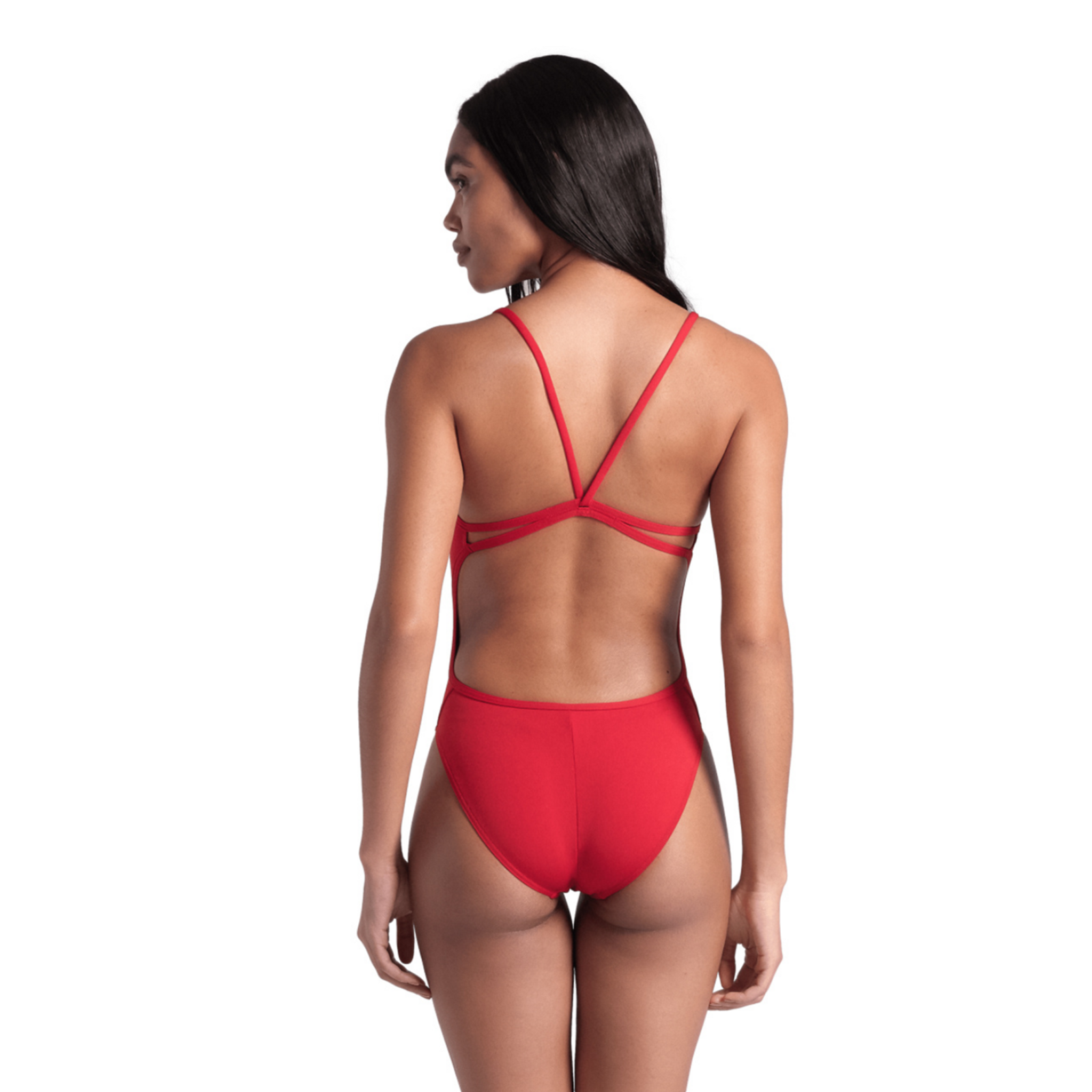 Arena Swimsuit Lace Back Solid Badeanzug in ROT