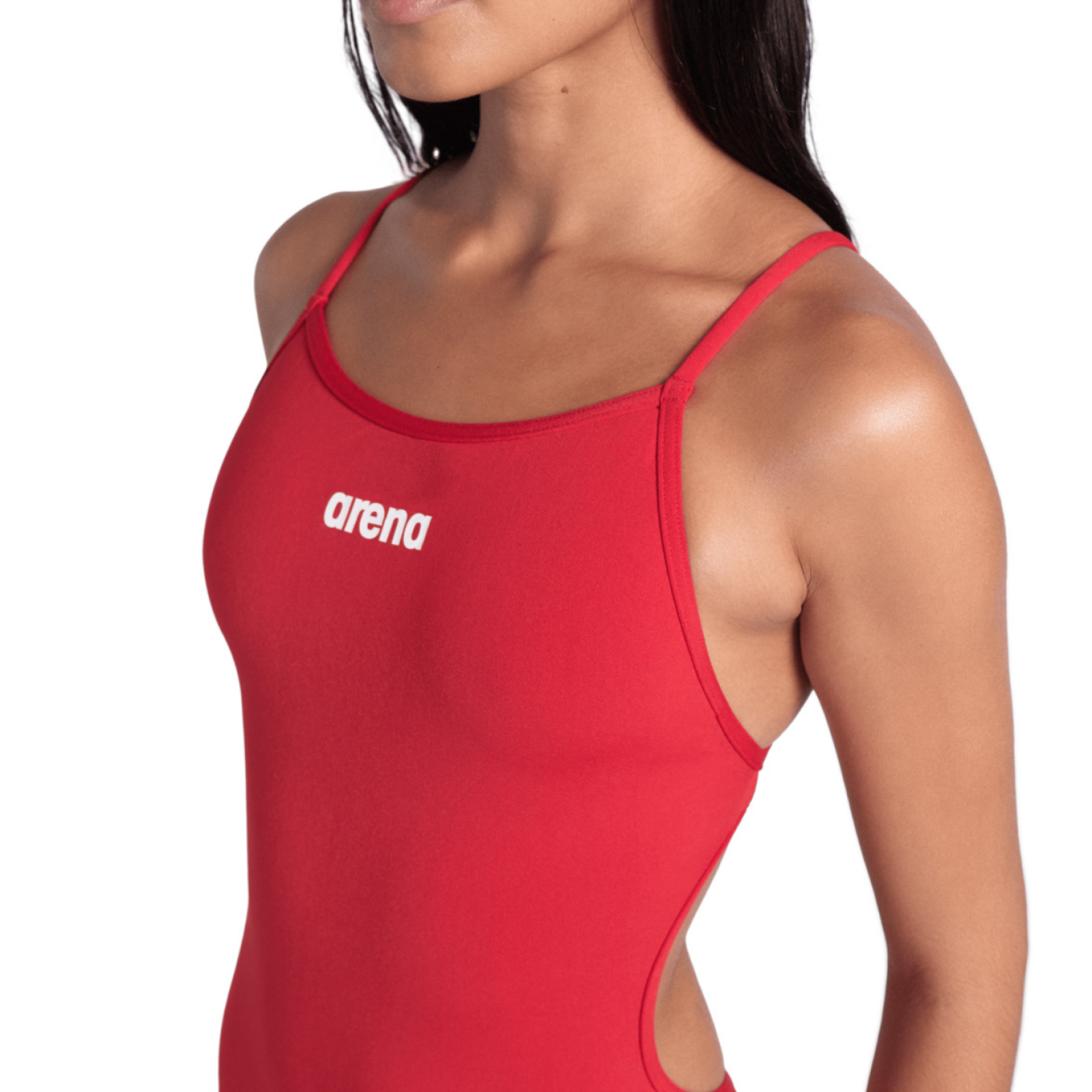 Arena Swimsuit Lace Back Solid Badeanzug in ROT