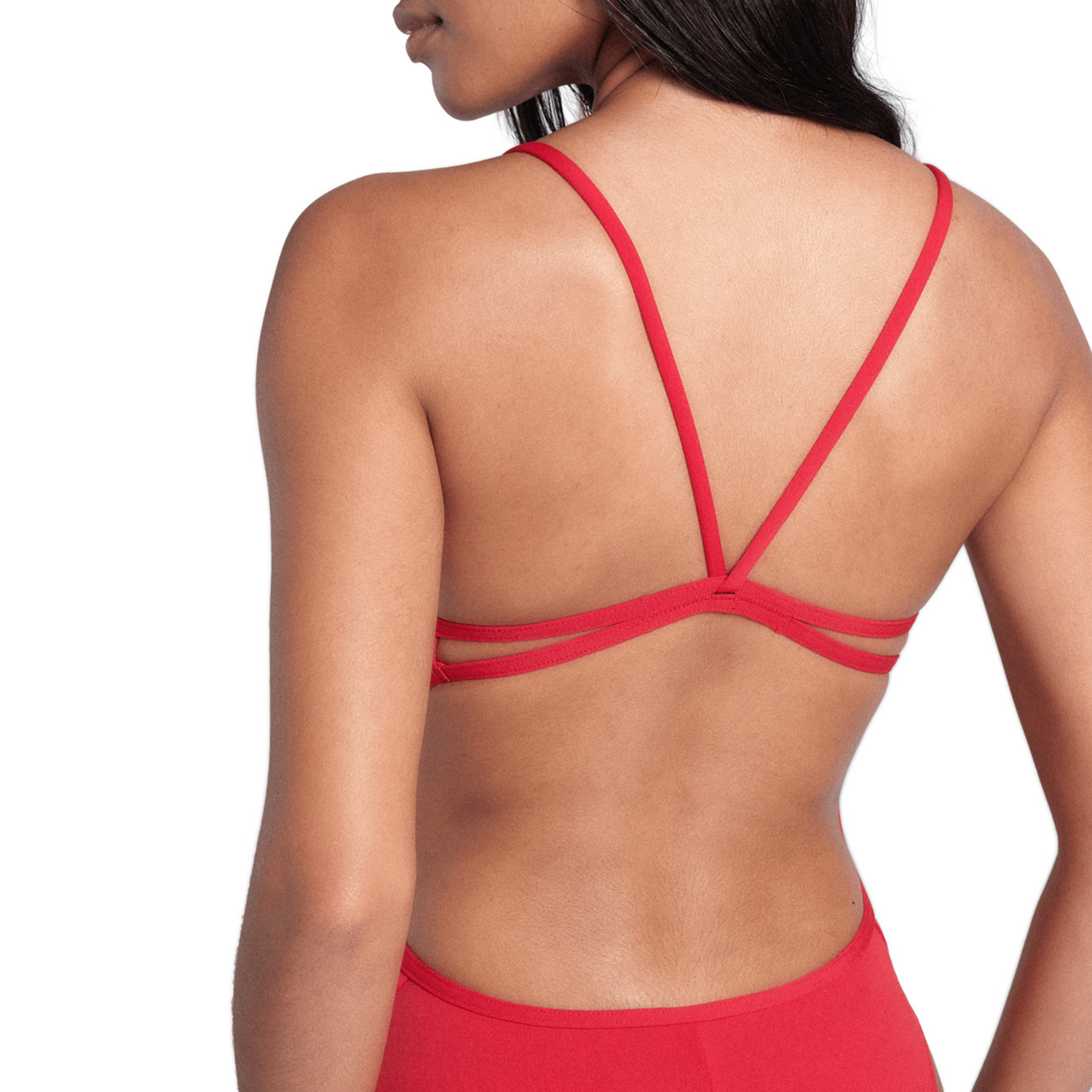 Arena Swimsuit Lace Back Solid Badeanzug in ROT