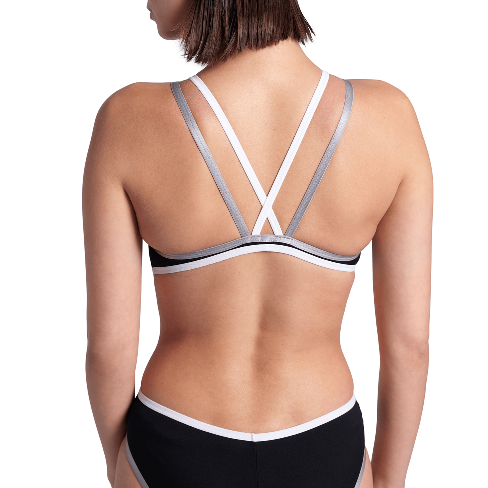 Arena W Arena One Double Cross Back One Piece Badeanzug in SCHWARZ