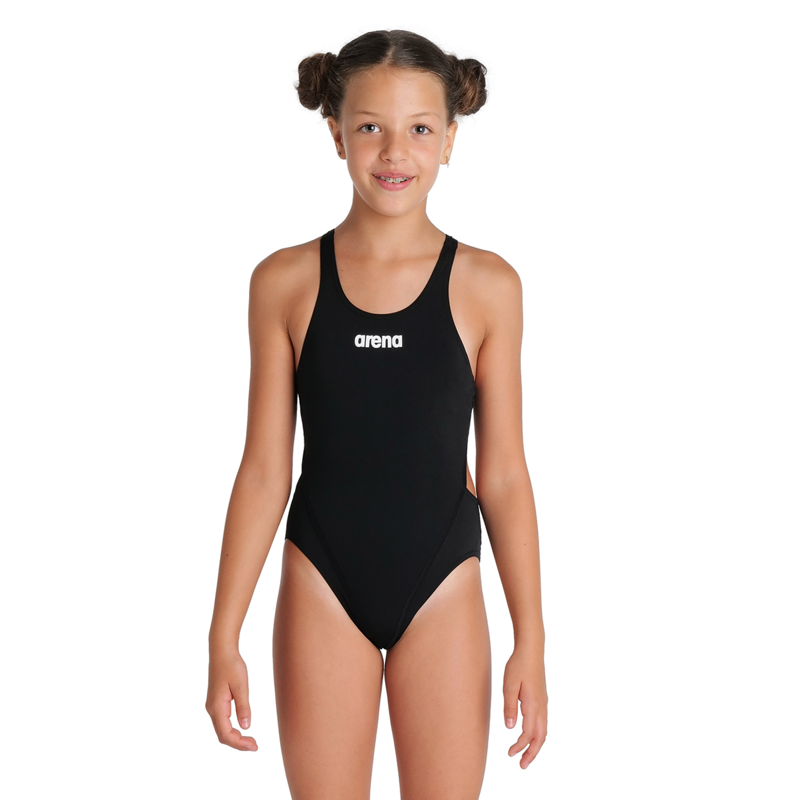Arena Team Swimsuit Swim Tech Solid Badeanzug in SCHWARZ