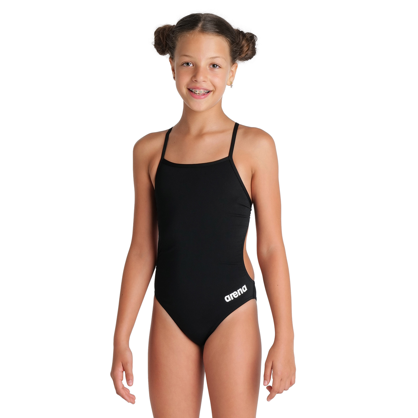 Arena Team Swimsuit Challenge Solid Badeanzug in SCHWARZ