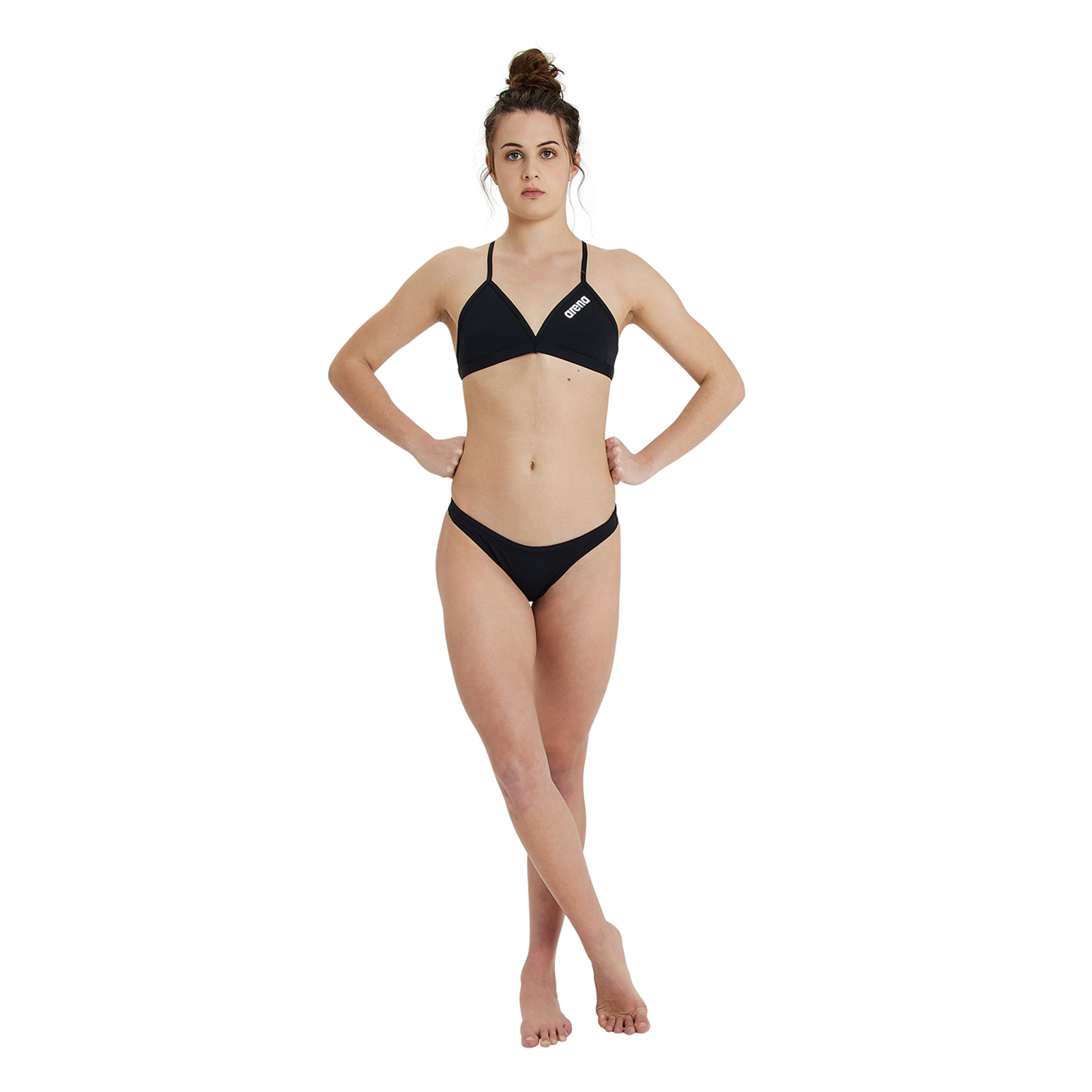 Arena Team Swim Top Tie Back Solid Bikini in SCHWARZ