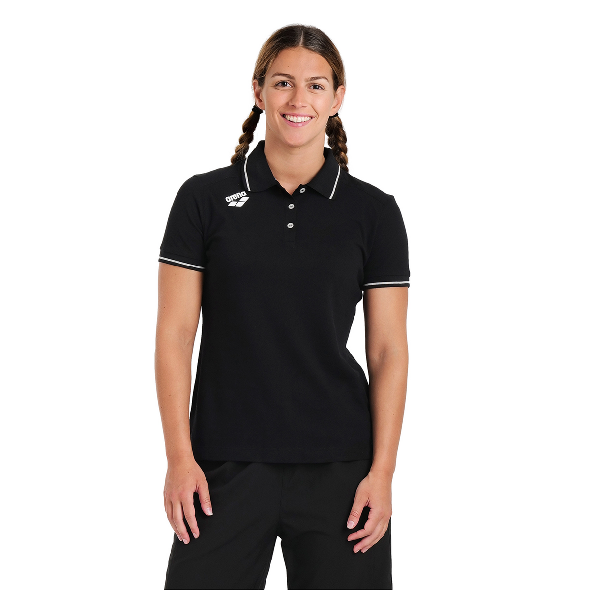Arena Team Poloshirt Solid Cotton in SCHWARZ