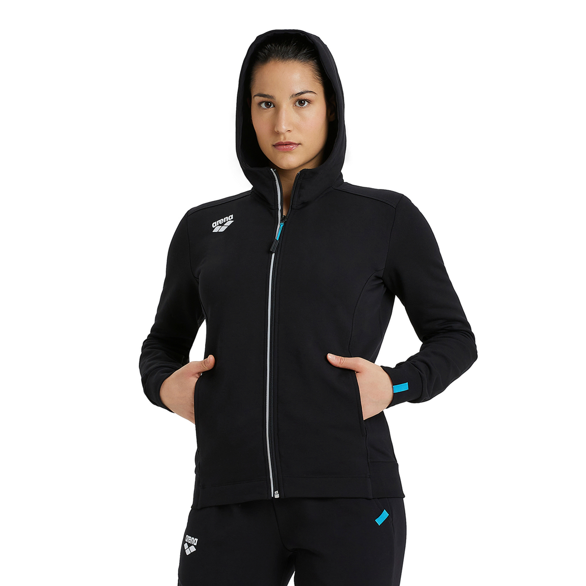 Arena Team Hooded Jacket Panel in SCHWARZ
