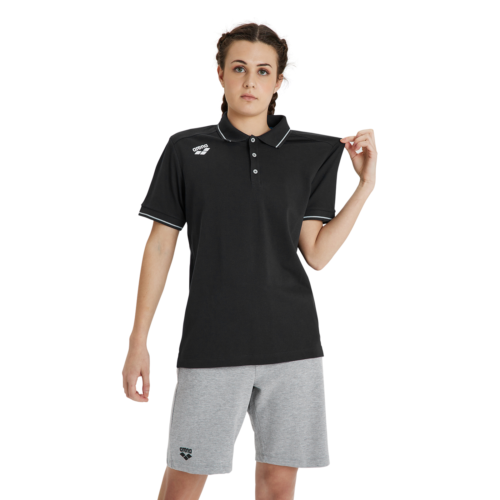 Arena Team Poloshirt Solid Cotton in SCHWARZ