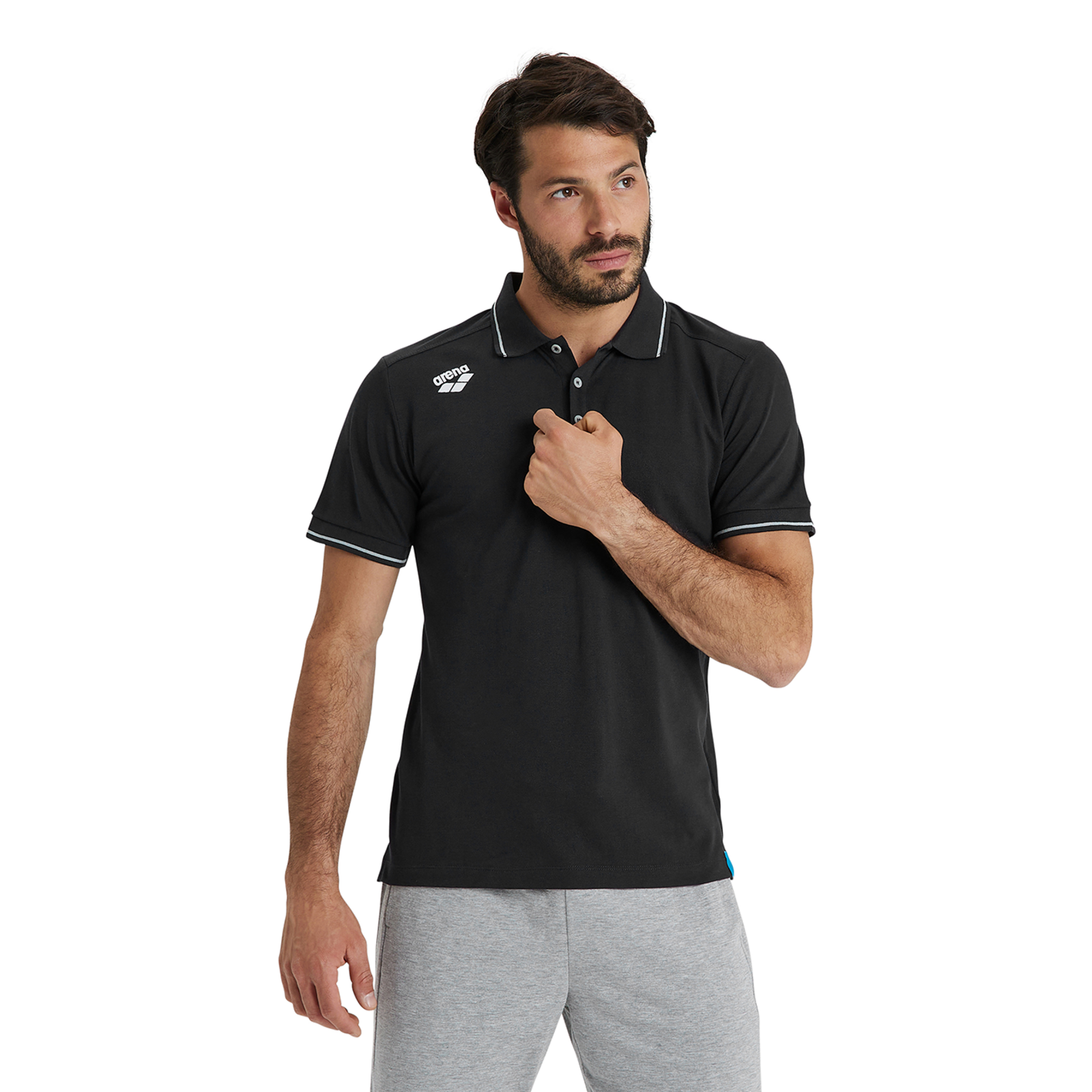 Arena Team Poloshirt Solid Cotton in SCHWARZ