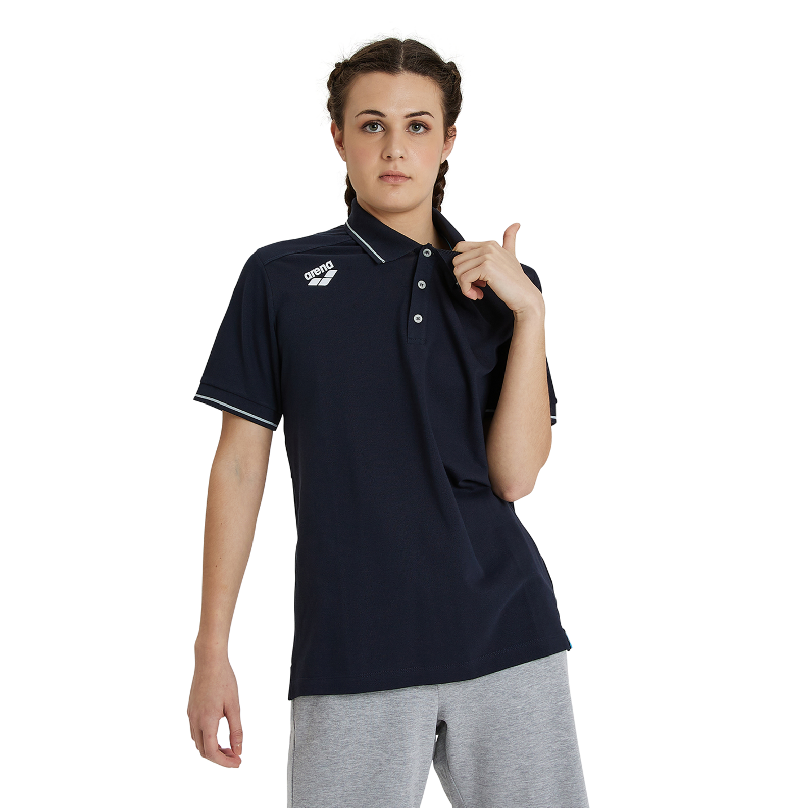 Arena Team Poloshirt Solid Cotton in SCHWARZ