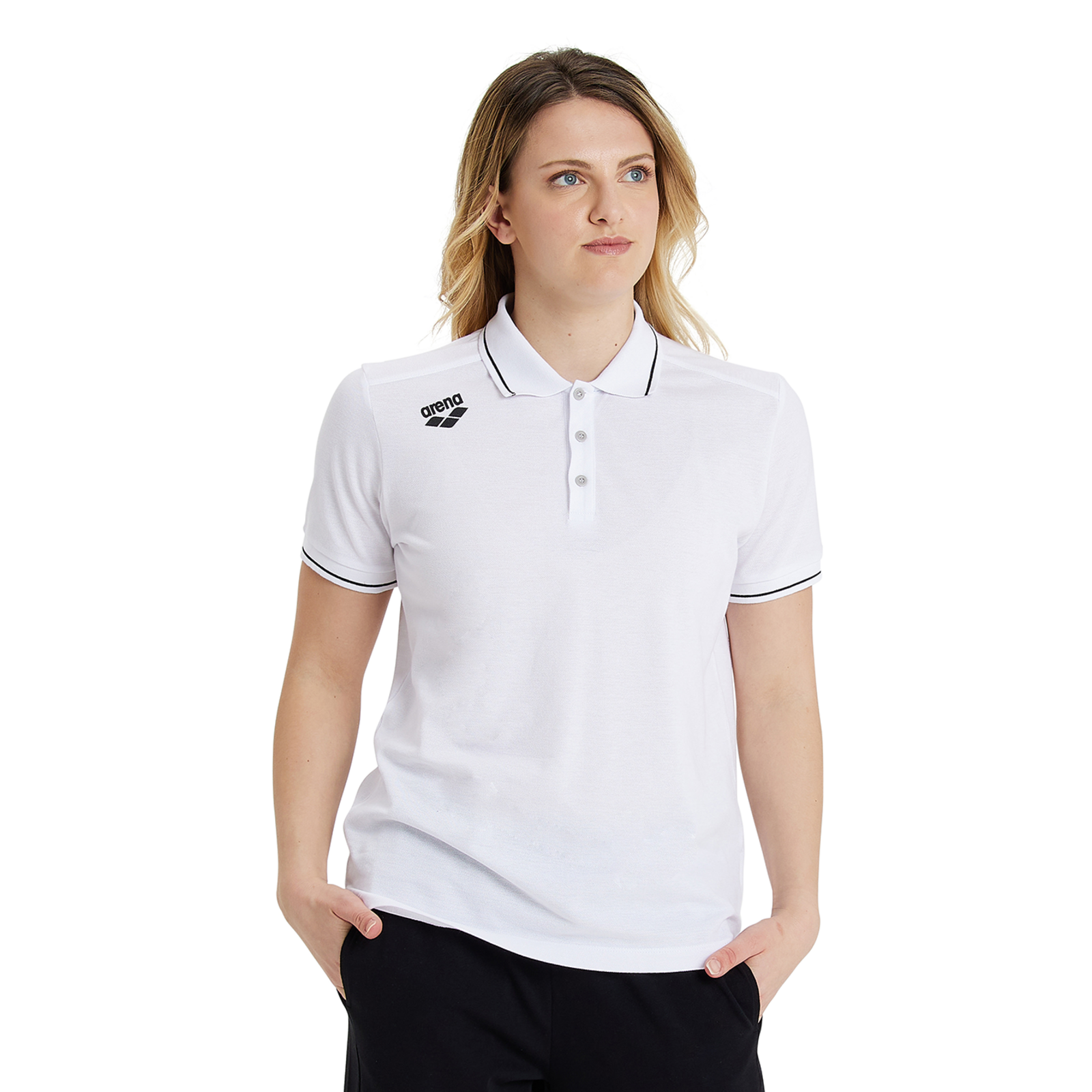 Arena Team Poloshirt Solid Cotton in WEISS