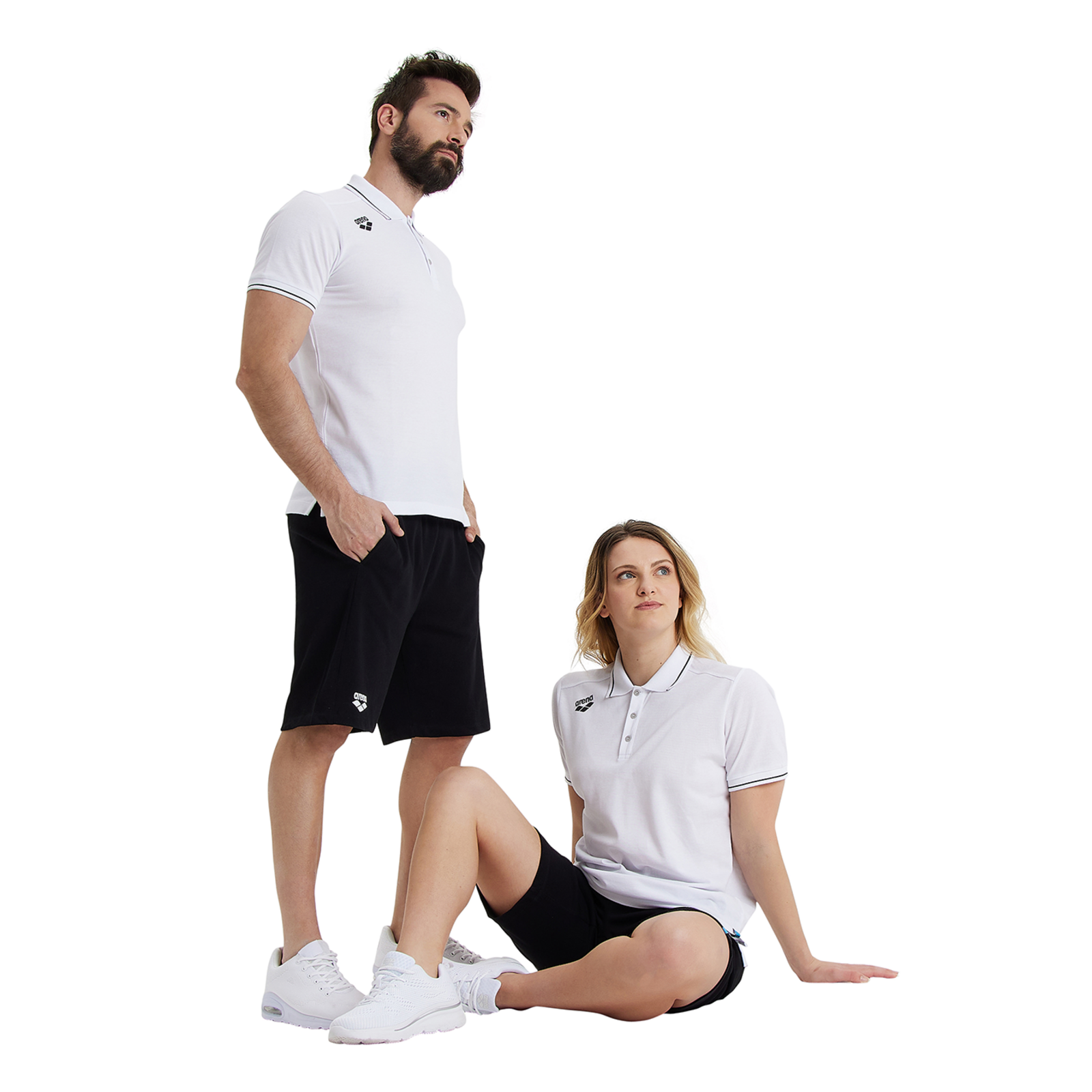 Arena Team Poloshirt Solid Cotton in WEISS