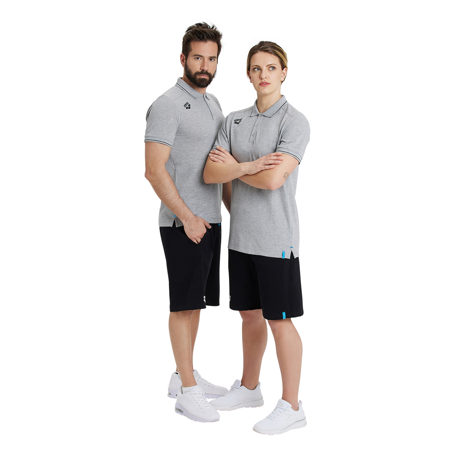 Arena Team Poloshirt Solid Cotton in GRAU