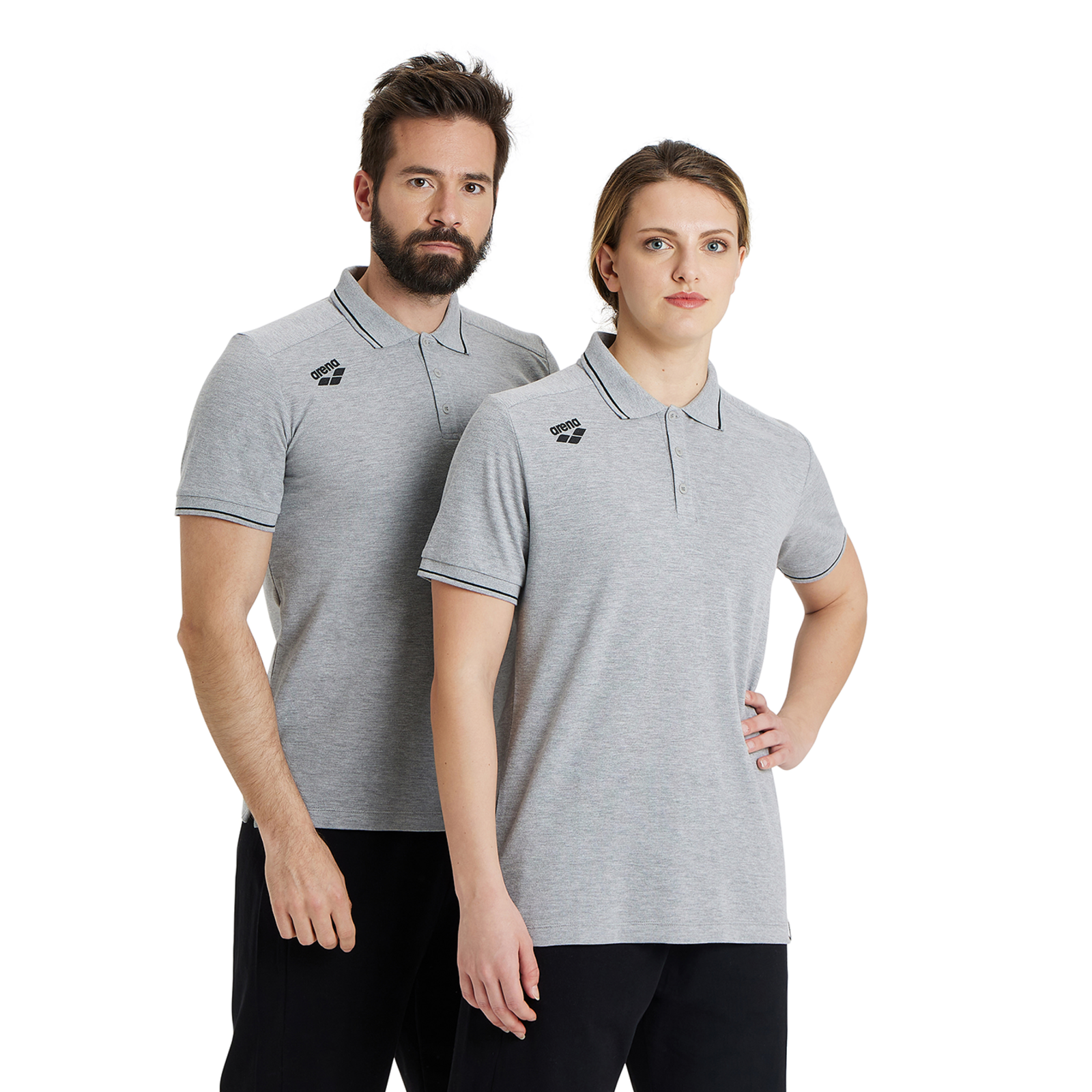 Arena Team Poloshirt Solid Cotton in GRAU
