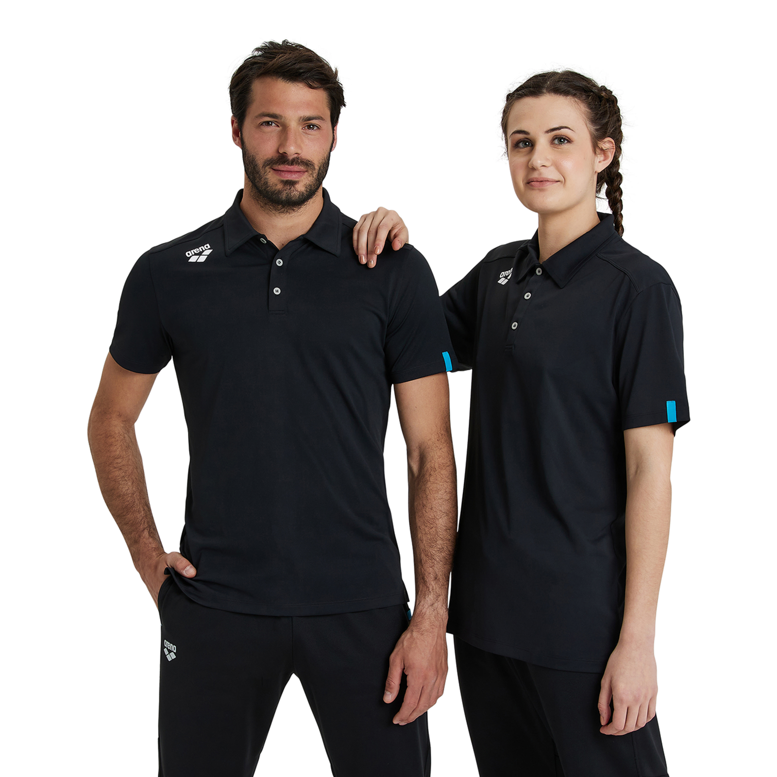 Arena Team Poloshirt Solid in SCHWARZ