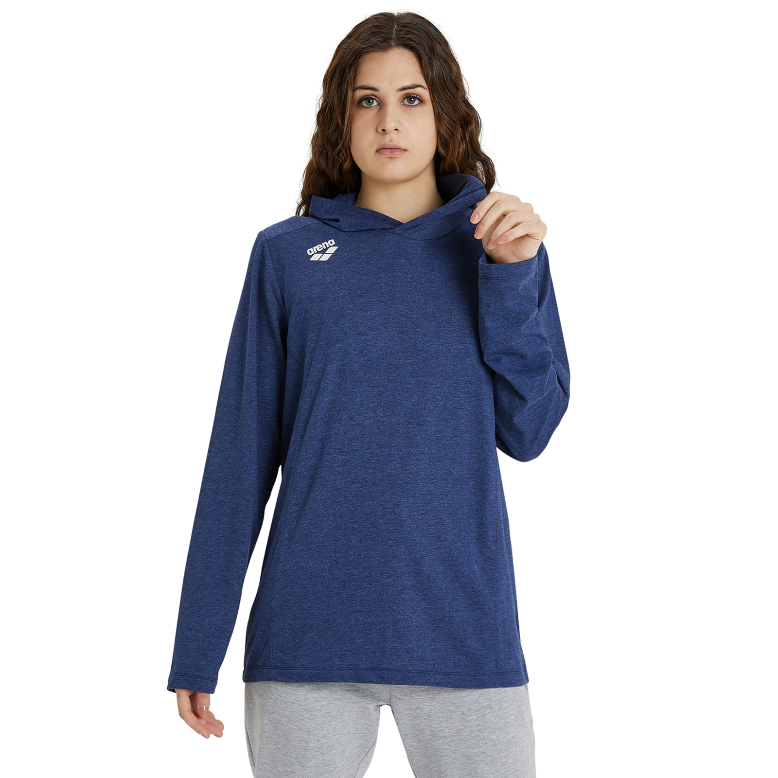 Arena Team Hooded Long Sleeve T-Shirt Panel in BLAU