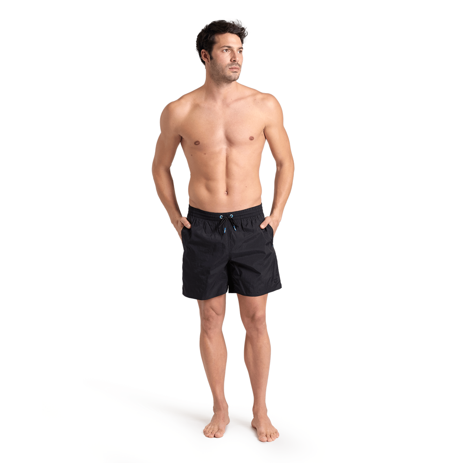 Arena M Arena Solid Boxer Beach Short in SCHWARZ