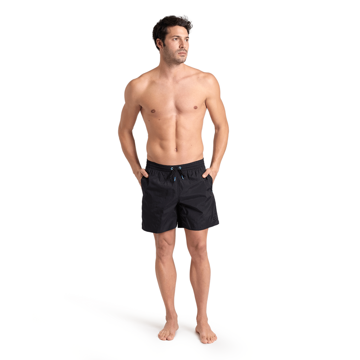 Arena M Arena Solid Boxer Beach Short in SCHWARZ