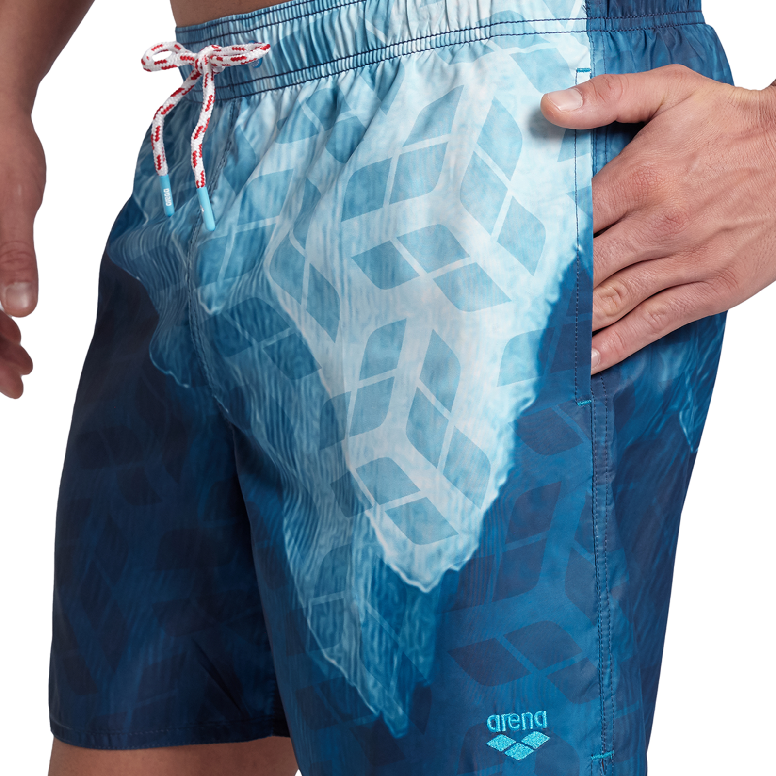 Arena M Beach Boxer Placed Beach Short in BLAU