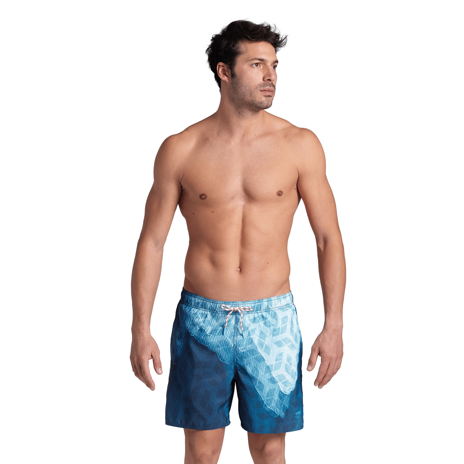 Arena M Beach Boxer Placed Beach Short in BLAU