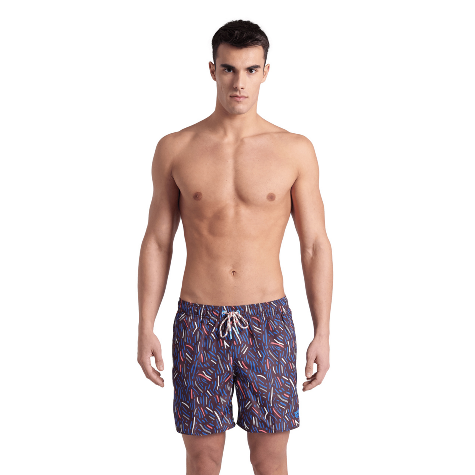 Arena M Beach Boxer Allover Beach Short in SCHWARZ