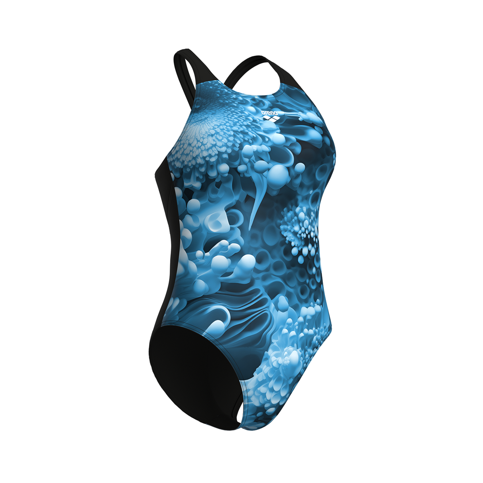 Arena W Arena Blue Flowers Swimsuit V Back Badeanzug in BLAU