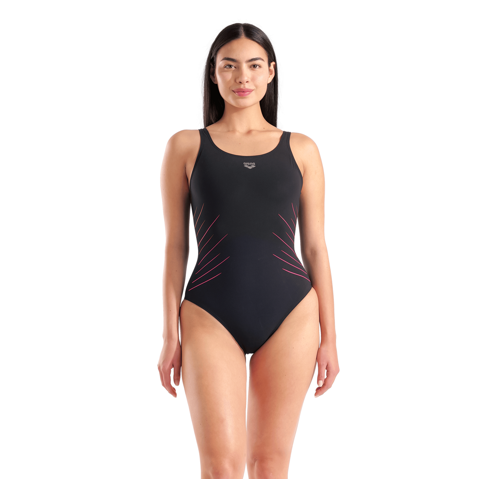 Arena W Arena Isa Swimsuit Squared Back C Cup Figurformender Badeanzug in SCHWARZ