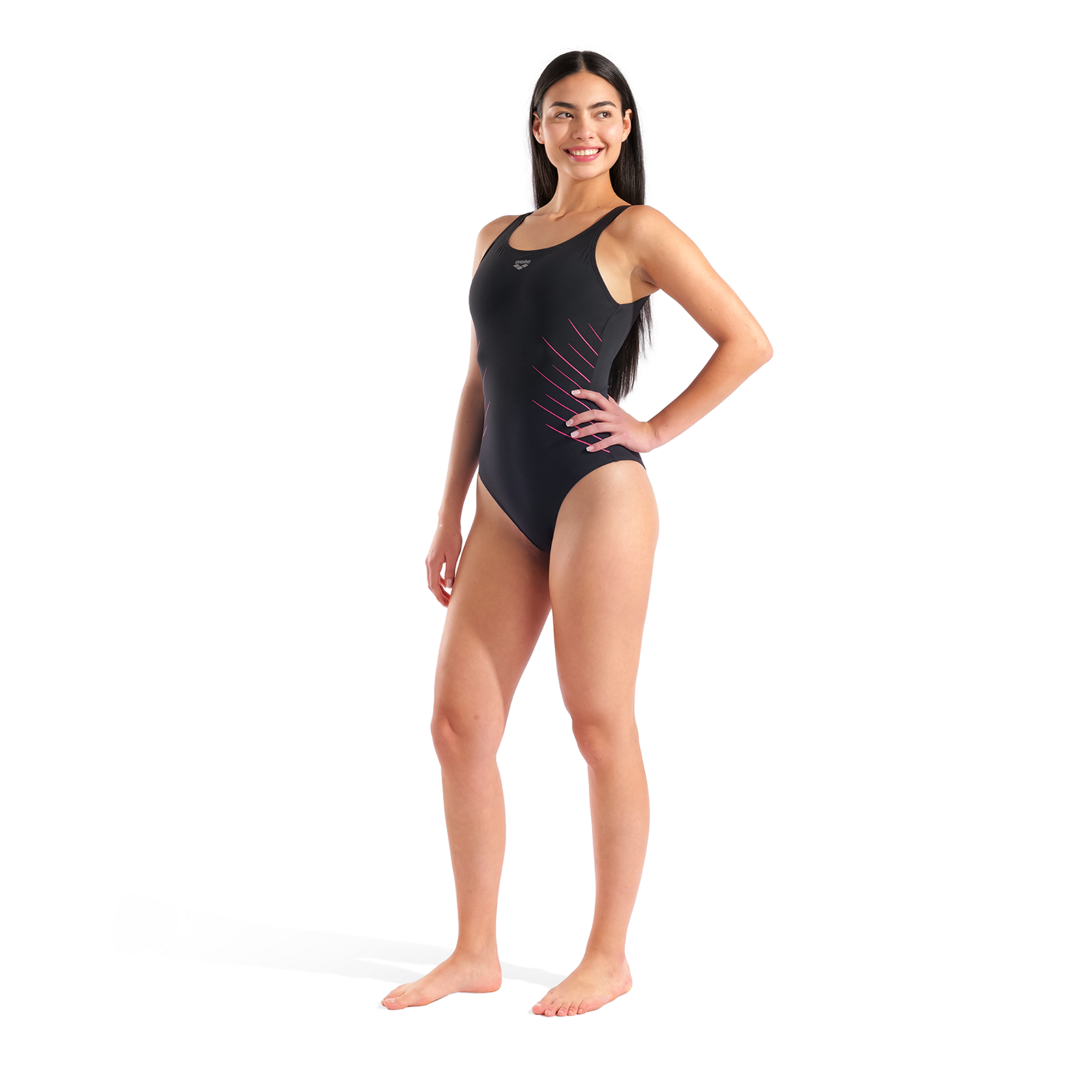 Arena W Arena Isa Swimsuit Squared Back C Cup Figurformender Badeanzug in SCHWARZ