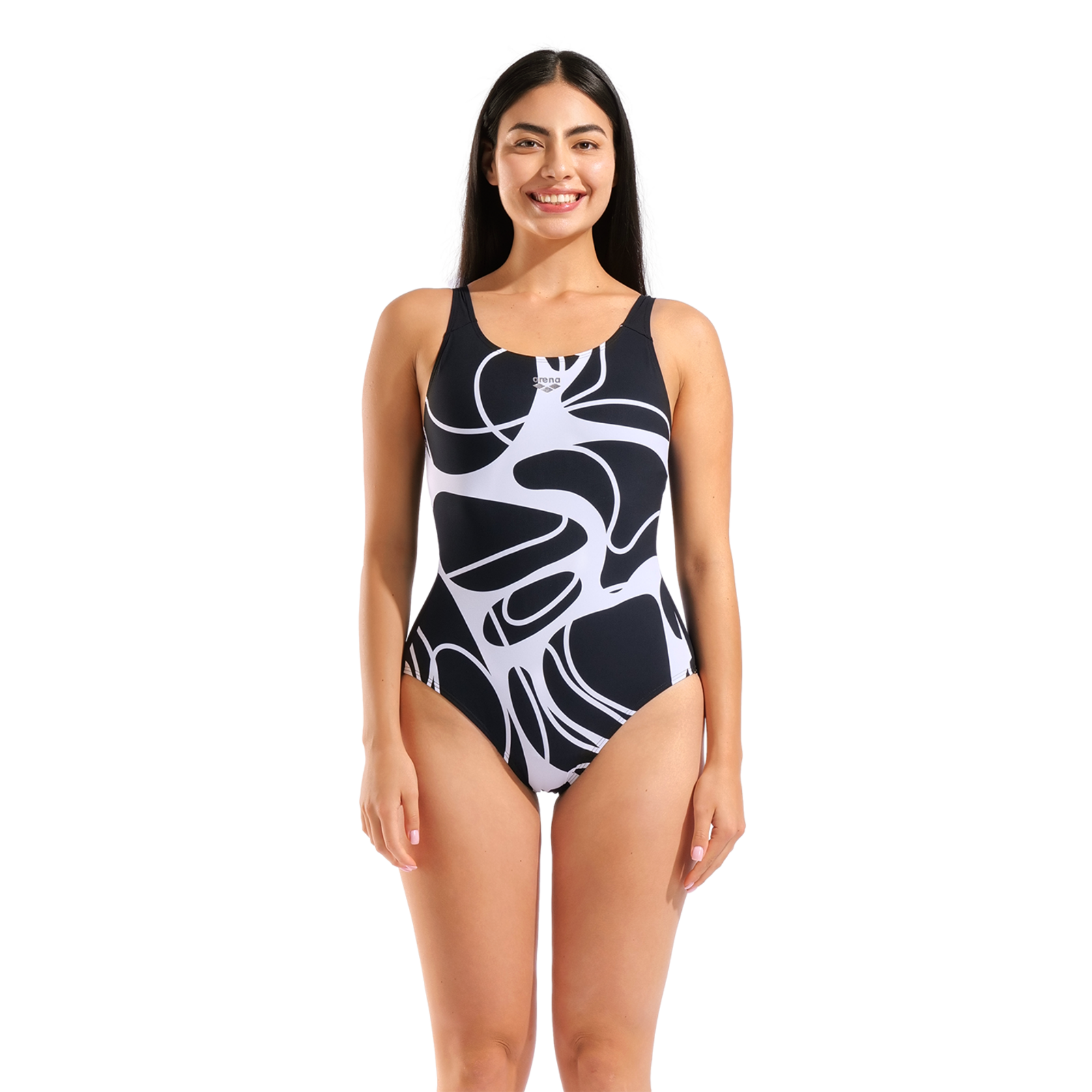 Arena W Arena Swimsuit Alina Wing Back Figurformender Badeanzug in SCHWARZ