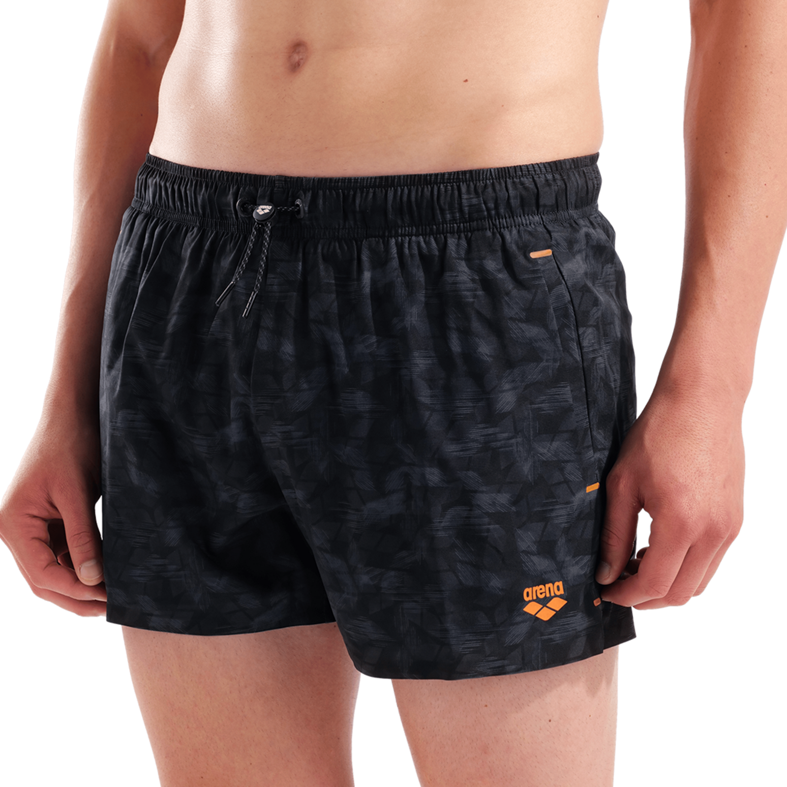 Arena M Arena Evo Beach X-Short Allover Beach Short in SCHWARZ
