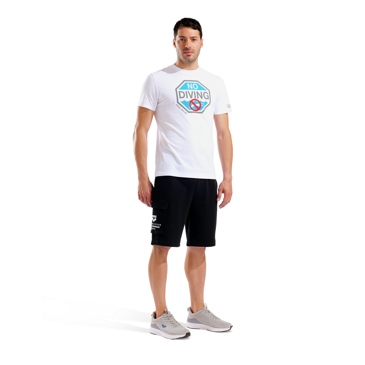Arena M Arena Graphic Long Bermuda Fleece Short in SCHWARZ