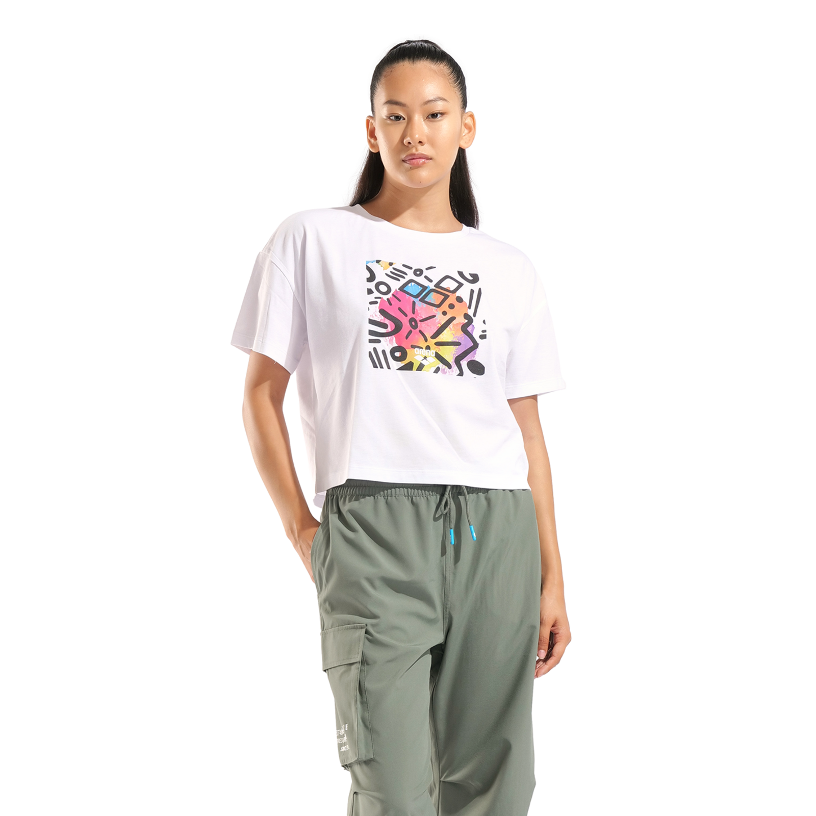 Arena W Arena Graffiti Crop Tee T-Shirt in WEISS