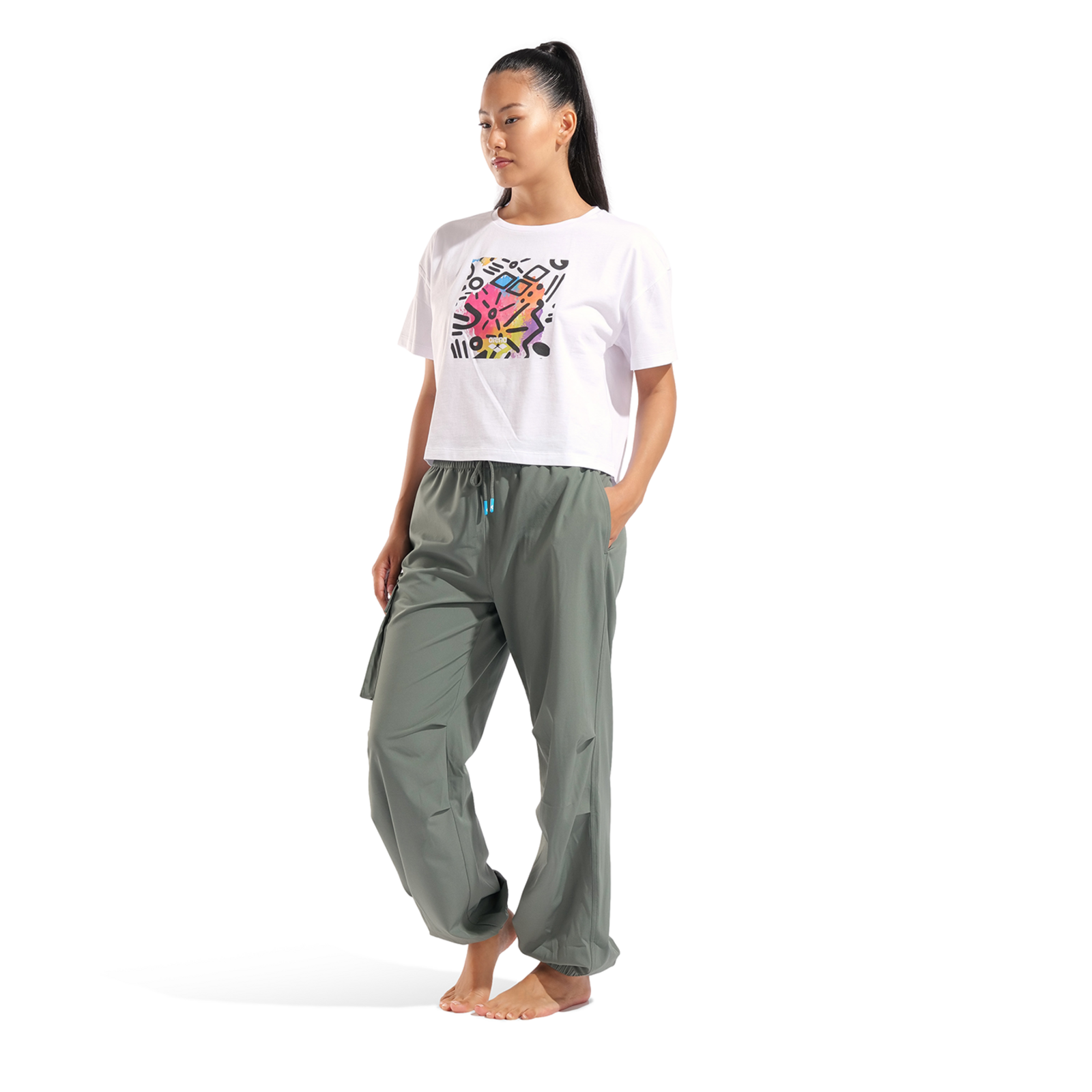 Arena W Arena Graffiti Crop Tee T-Shirt in WEISS
