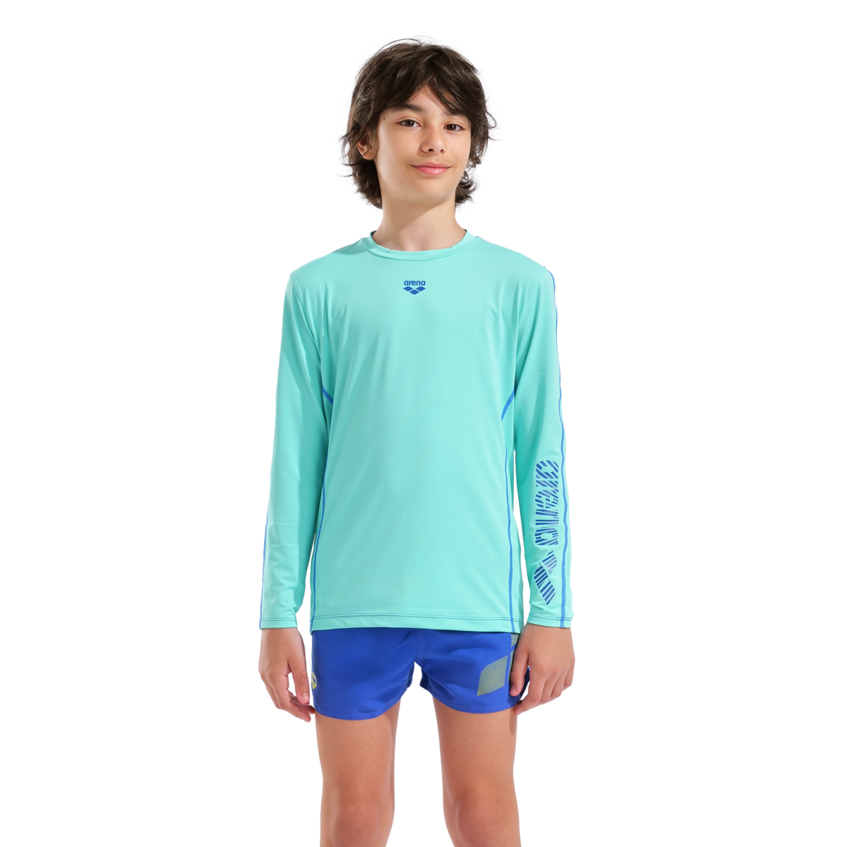 Arena Unisex Jr Arena L/S Swim Shirt UV Shirt in BLAU