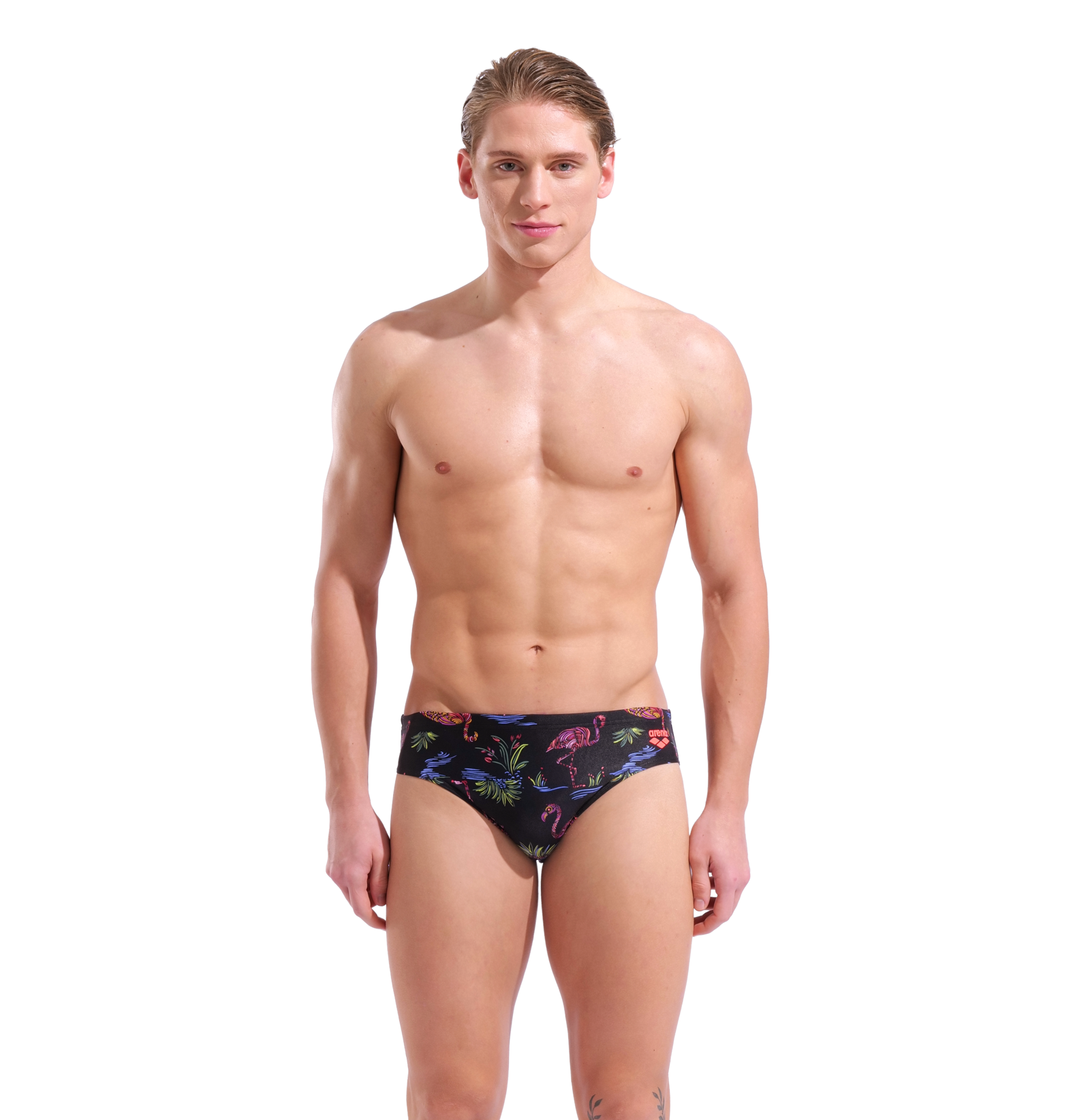 Arena M Arena Flamingo Swim Briefs in SCHWARZ