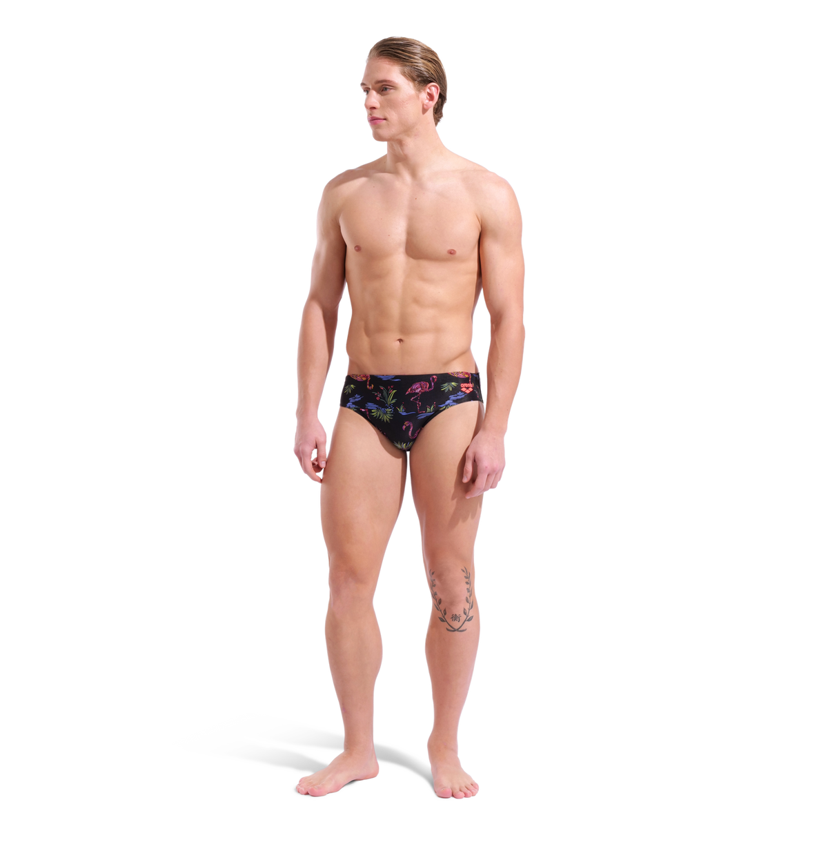 Arena M Arena Flamingo Swim Briefs in SCHWARZ
