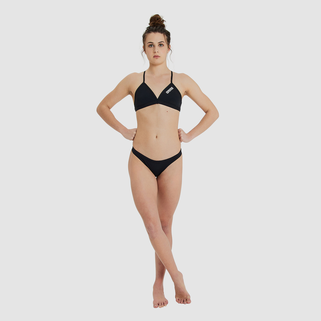 Arena Team Swim Top Tie Back Solid Bikini in SCHWARZ