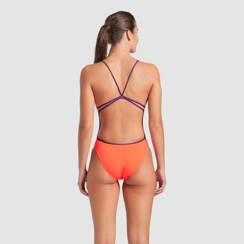 Arena Swimsuit Lace Back Solid Badeanzug in PINK