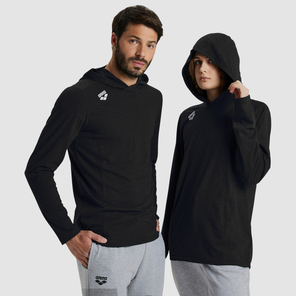 Arena Team Hooded Long Sleeve T-Shirt Panel in SCHWARZ