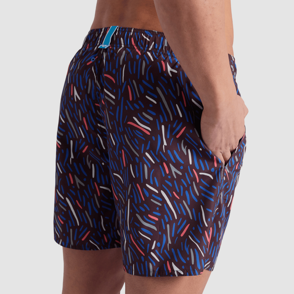 Arena M Beach Boxer Allover Beach Short in SCHWARZ