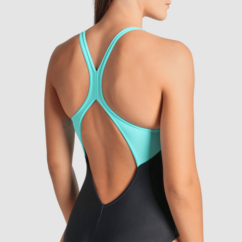 Arena Arena Kikko V Swimsuit V Back Graphic Badeanzug in SCHWARZ
