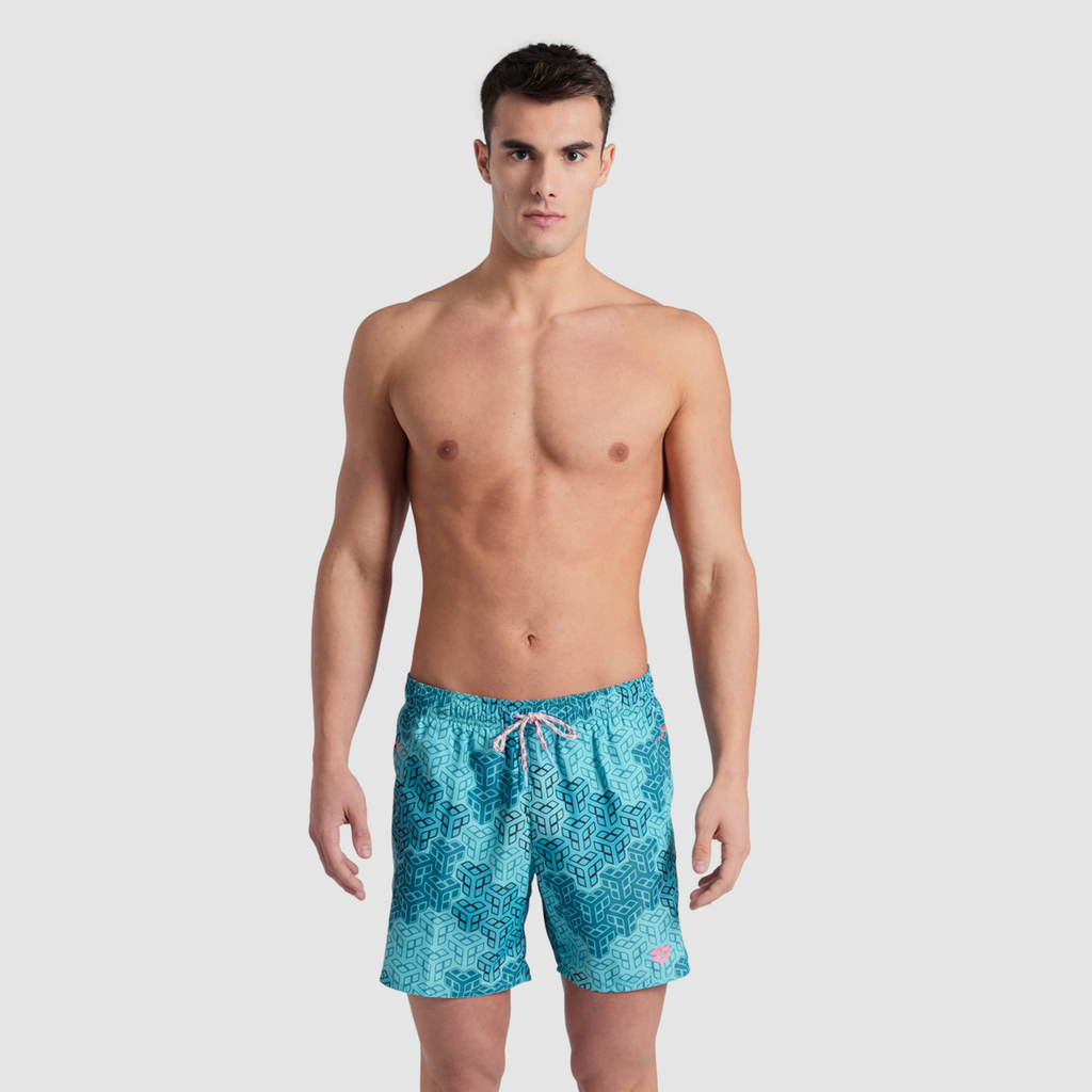 Arena M Beach Boxer Allover Printed Pro_File Beach Short in BLAU
