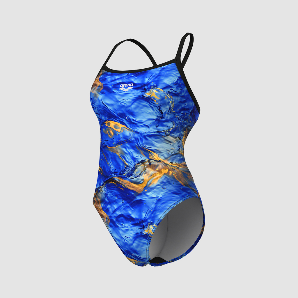 Arena W Arena Gold Leaves Swimsuit Challenge Back Badeanzug in BLAU
