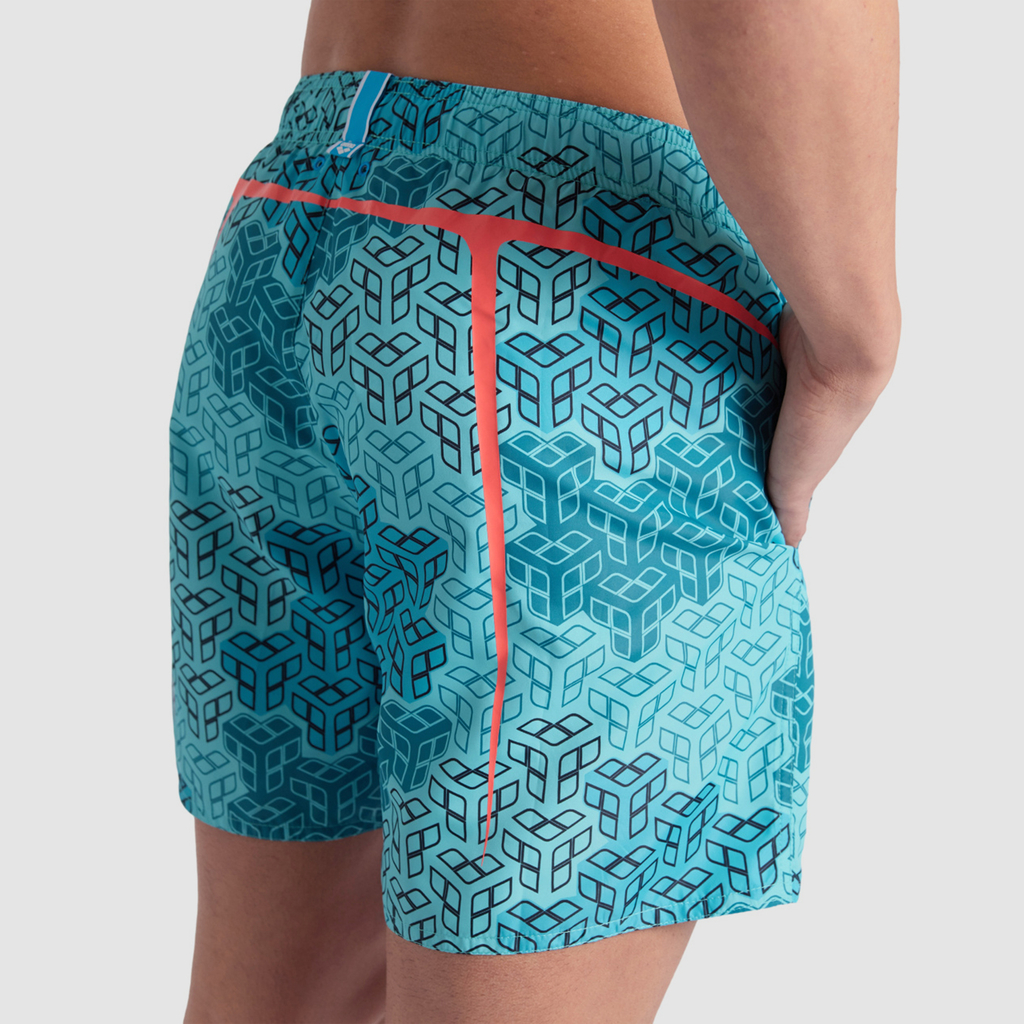 Arena M Beach Boxer Allover Printed Pro_File Beach Short in BLAU